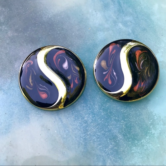 Vintage Jewelry - 80’s Gold Tone Glitter Earrings